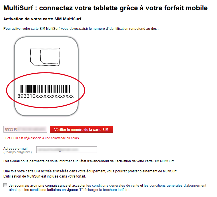 Activer une carte SIM SFR