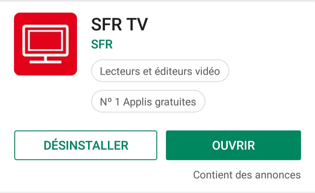 [SFRTV] Liste des mises à jour sur le Play Store La Communauté SFR