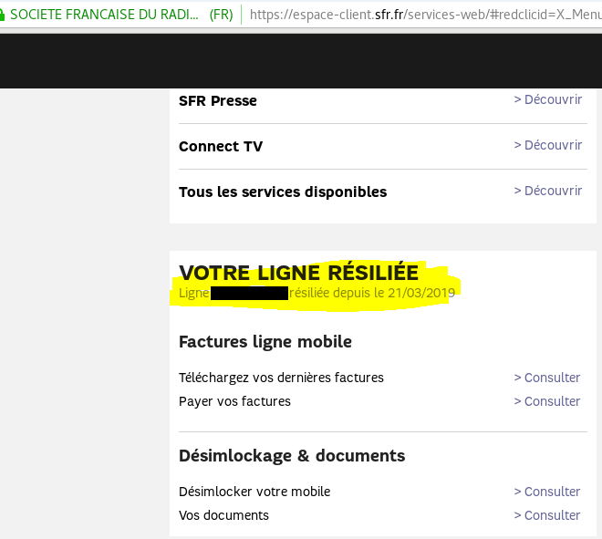 "Votre ligne résiliée La Communauté SFR