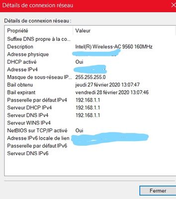 Connexion OK = IPV4