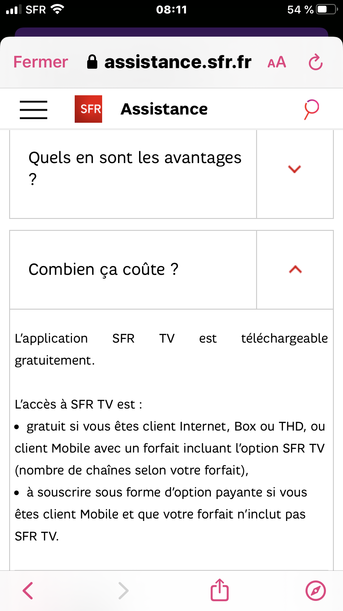 gratuité de SFR TV