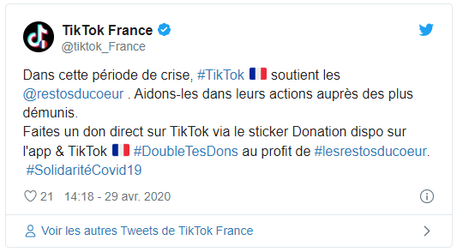 TikTok soutient les Restos du Coeur