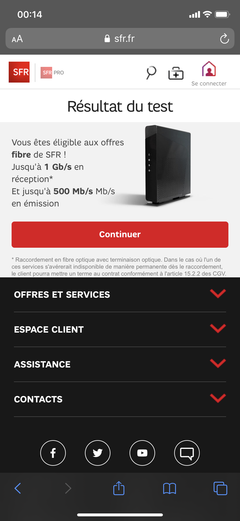 Qualité de la fibre par câble coaxial La Communauté SFR