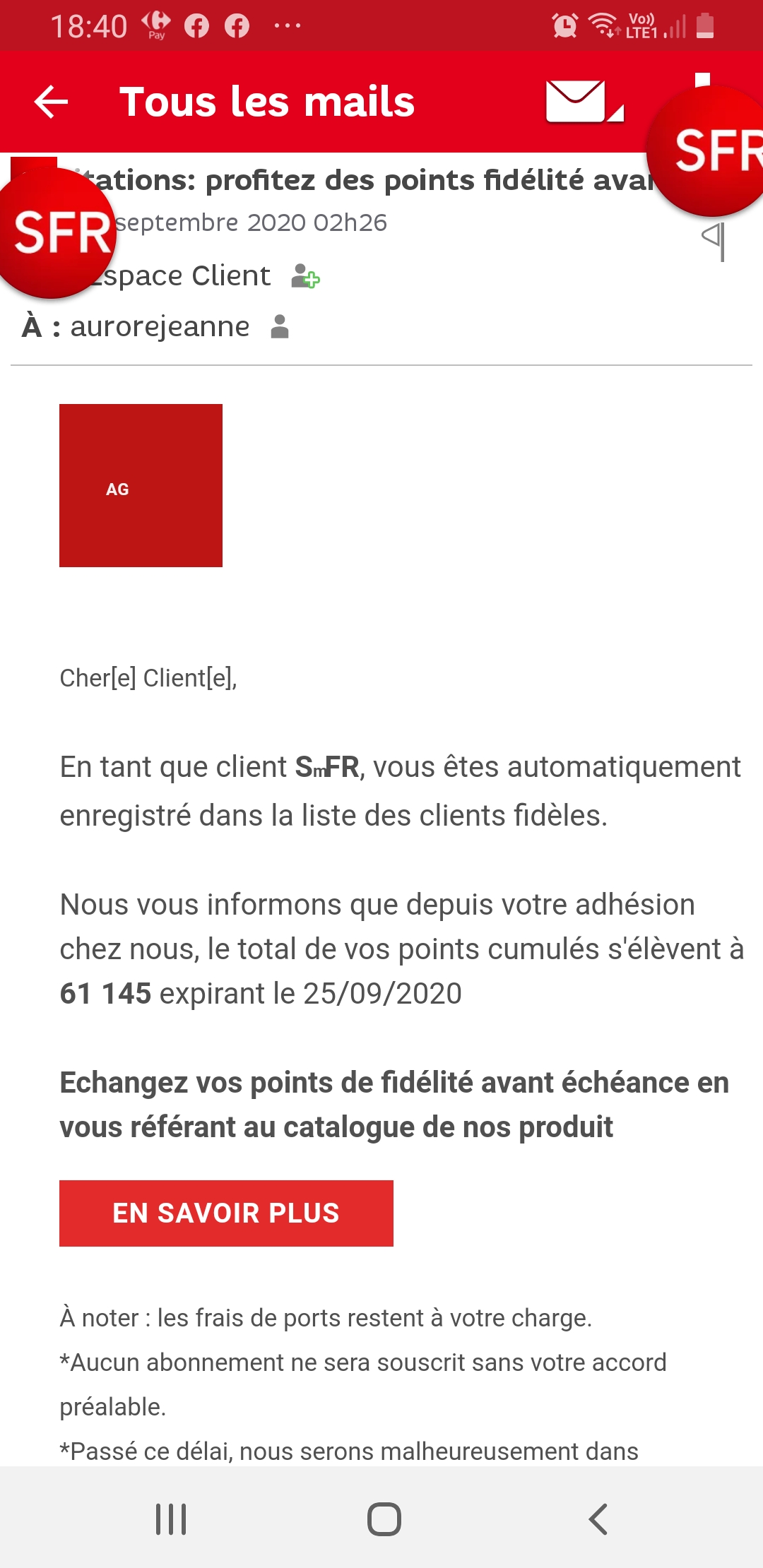 mail sfr réclamation