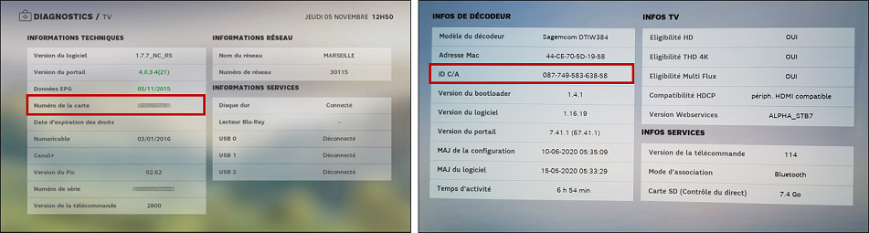 décodeur sfr ADSL  et box 4K