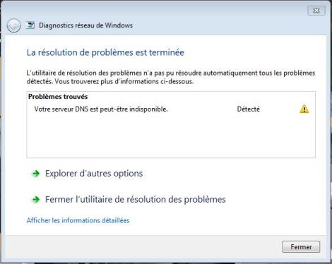 1 er panne DNS hors service