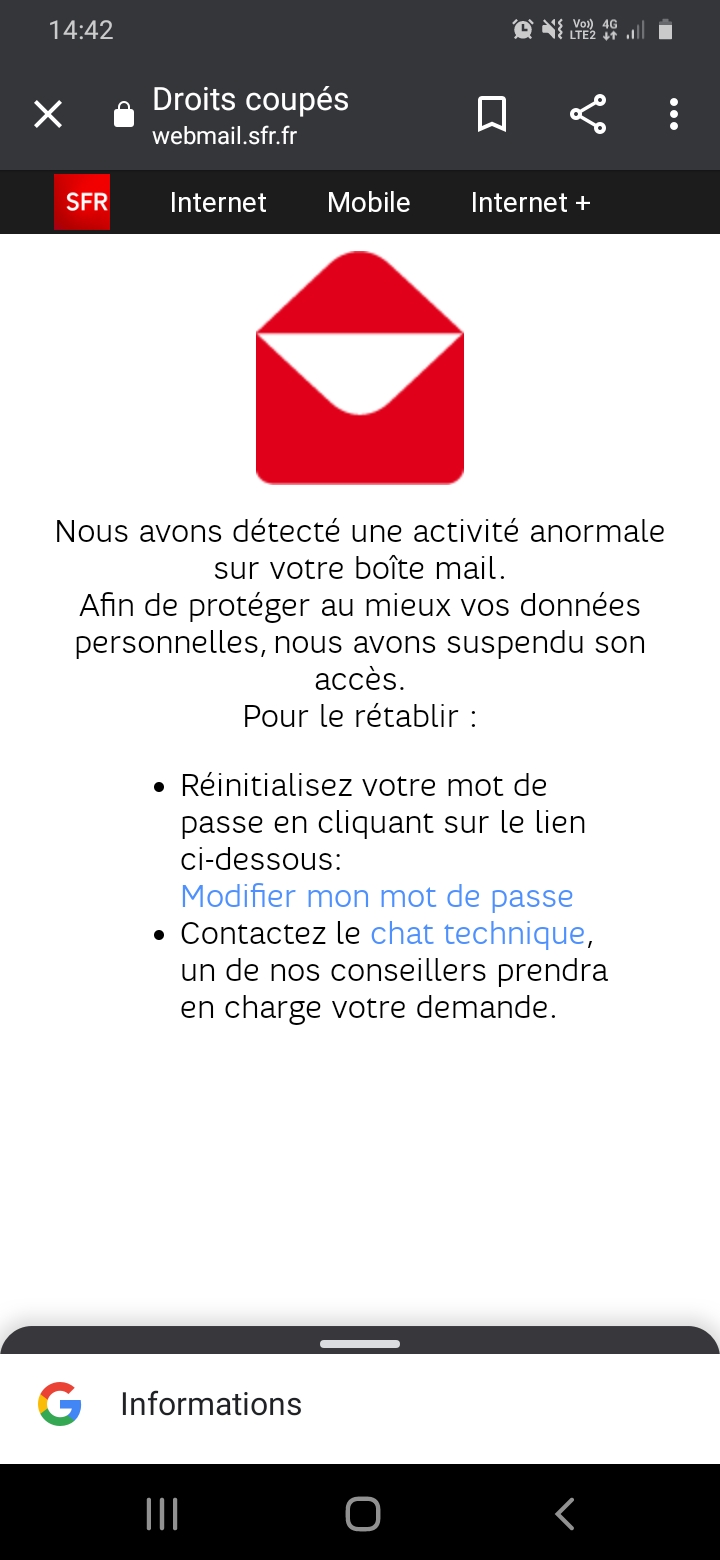 adresse mail sfr piratée