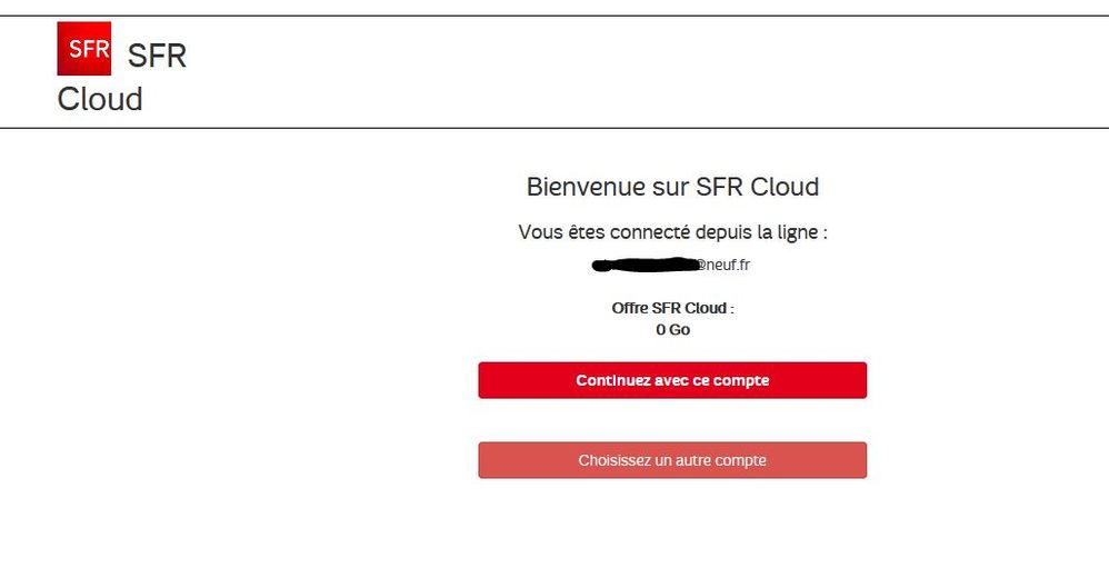 Info à la connexion sur sfr Cloud