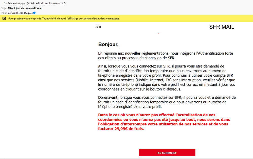 mail frauduleux ce jour