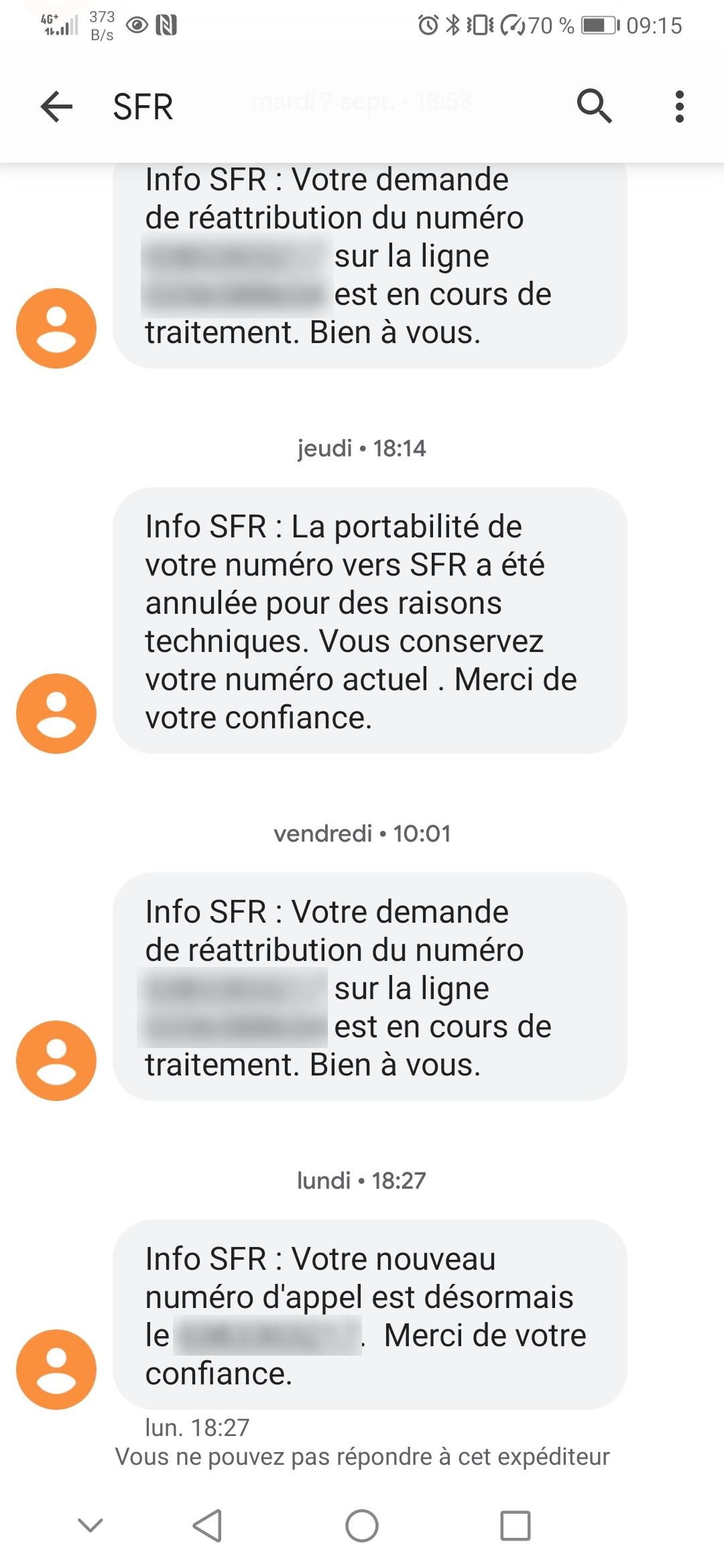 Résolu portabilité numéro fixe La Communauté SFR