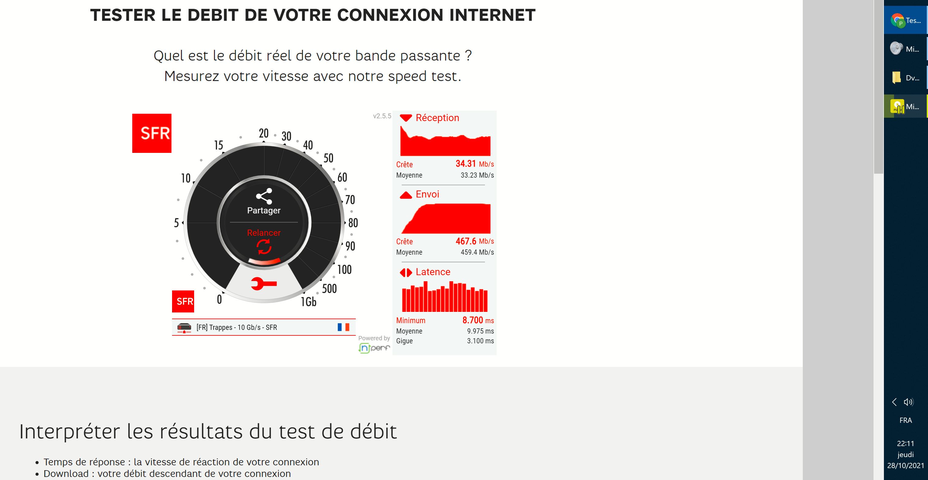 Résolu débit fibre descendant très très faible La Communauté SFR