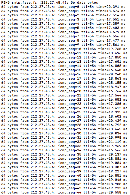 ping smtp.free.fr - envoi e-mail OK