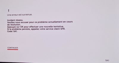 Après réinitialisation complète de la partie TV