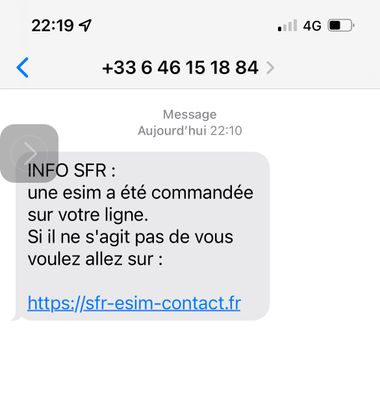 SFR : attention à ce SMS qui vous indique qu'une eSIM a été