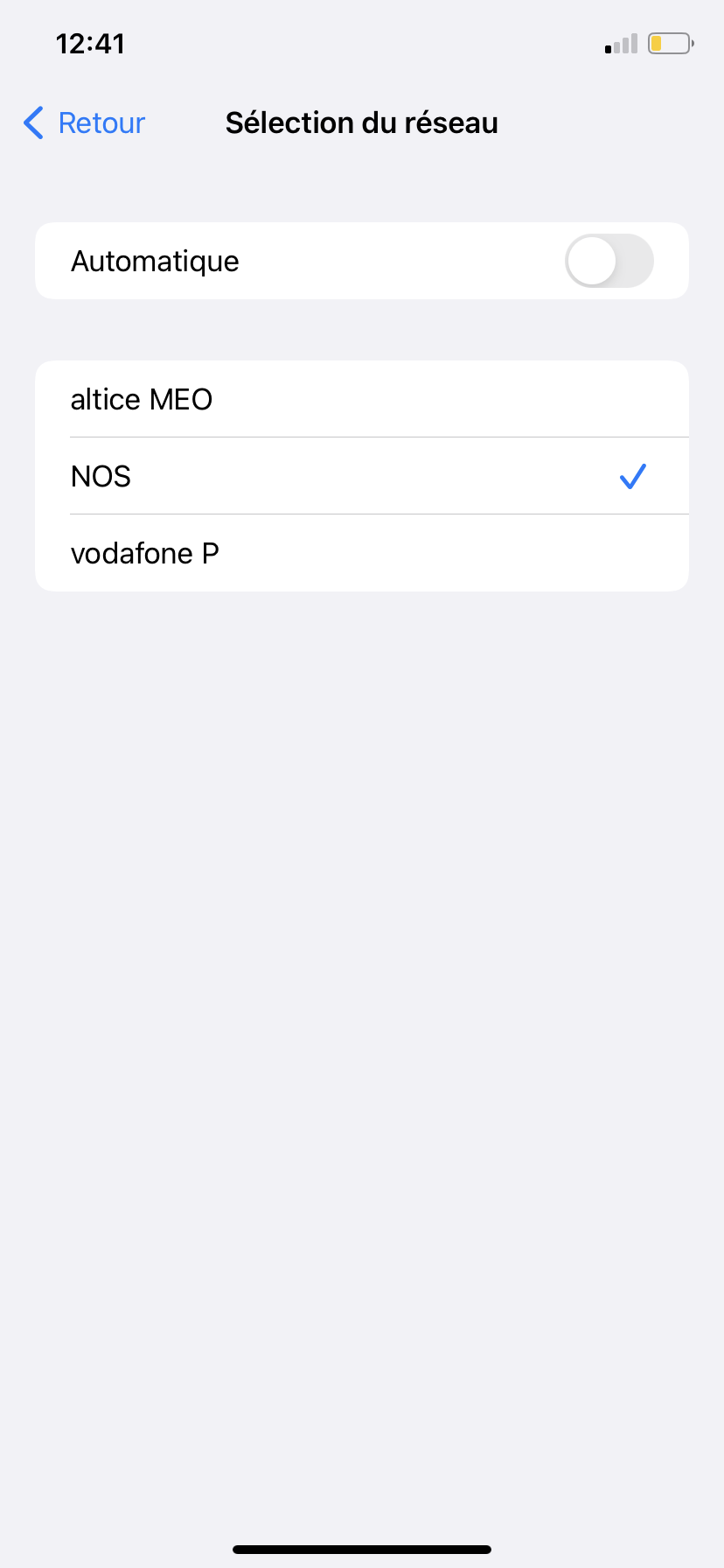Résolu Aucun service sélection manuelle opérateur (à l’ét... La