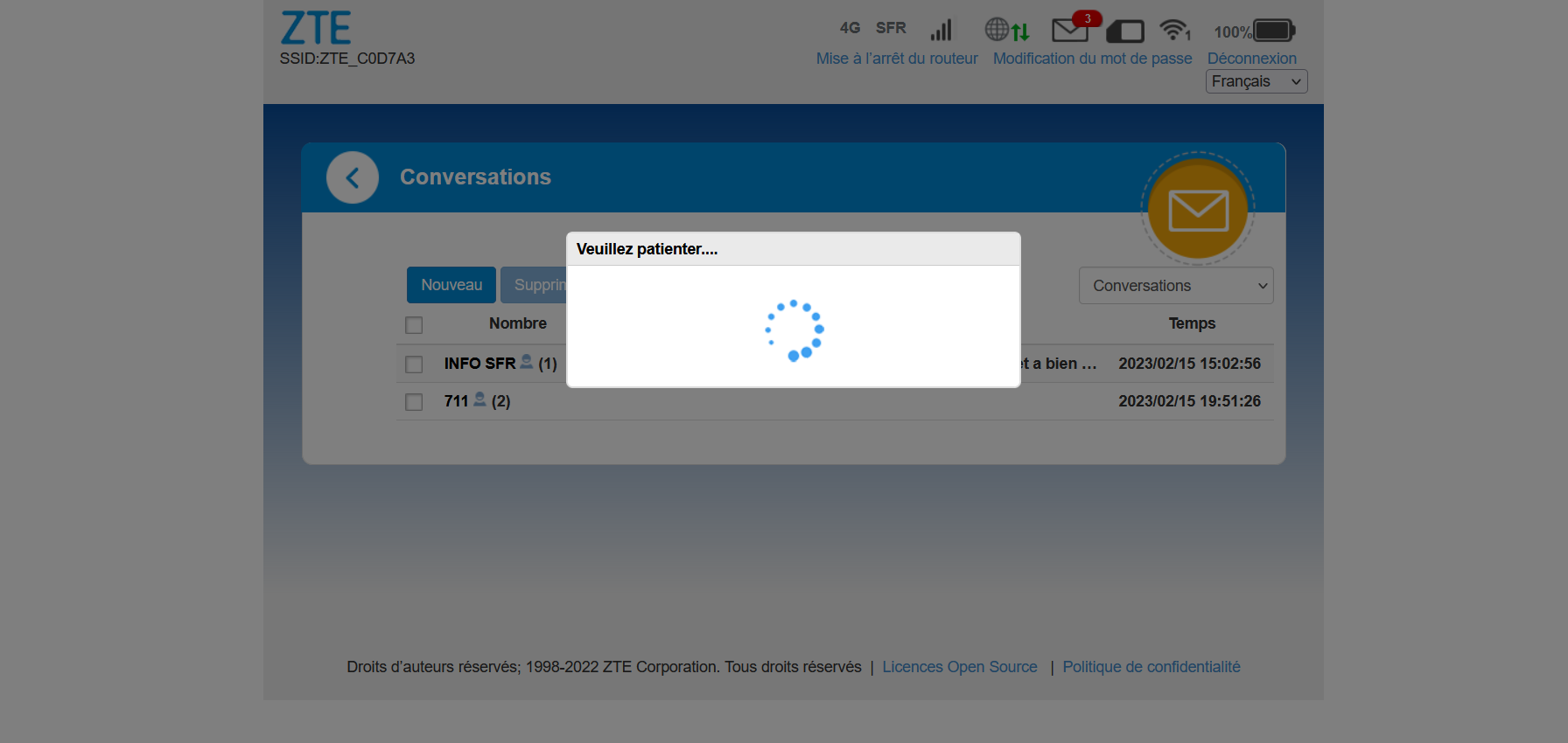 Résolu : Box 4g ZTE lecture message impossible - La Communauté SFR