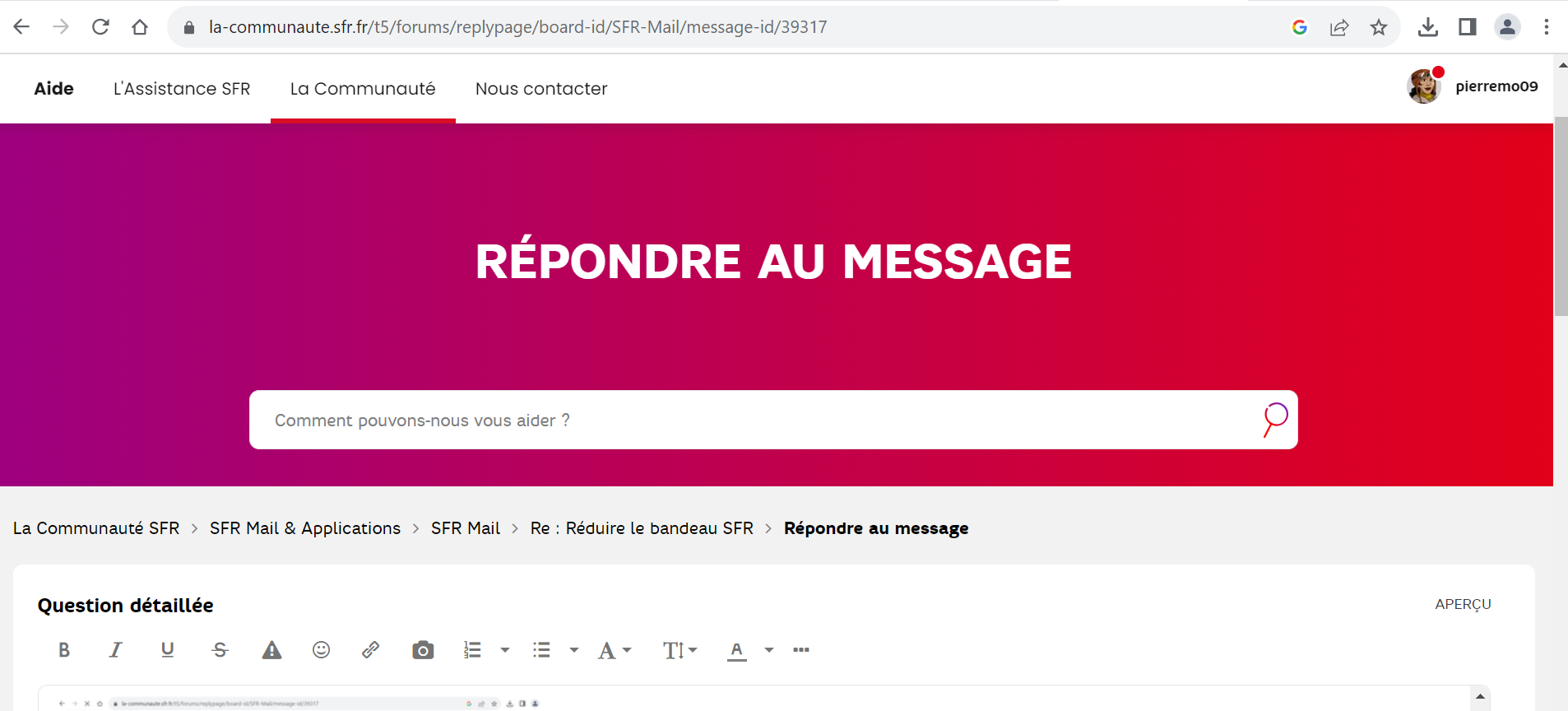 Résolu Réduire le bandeau SFR La Communauté SFR